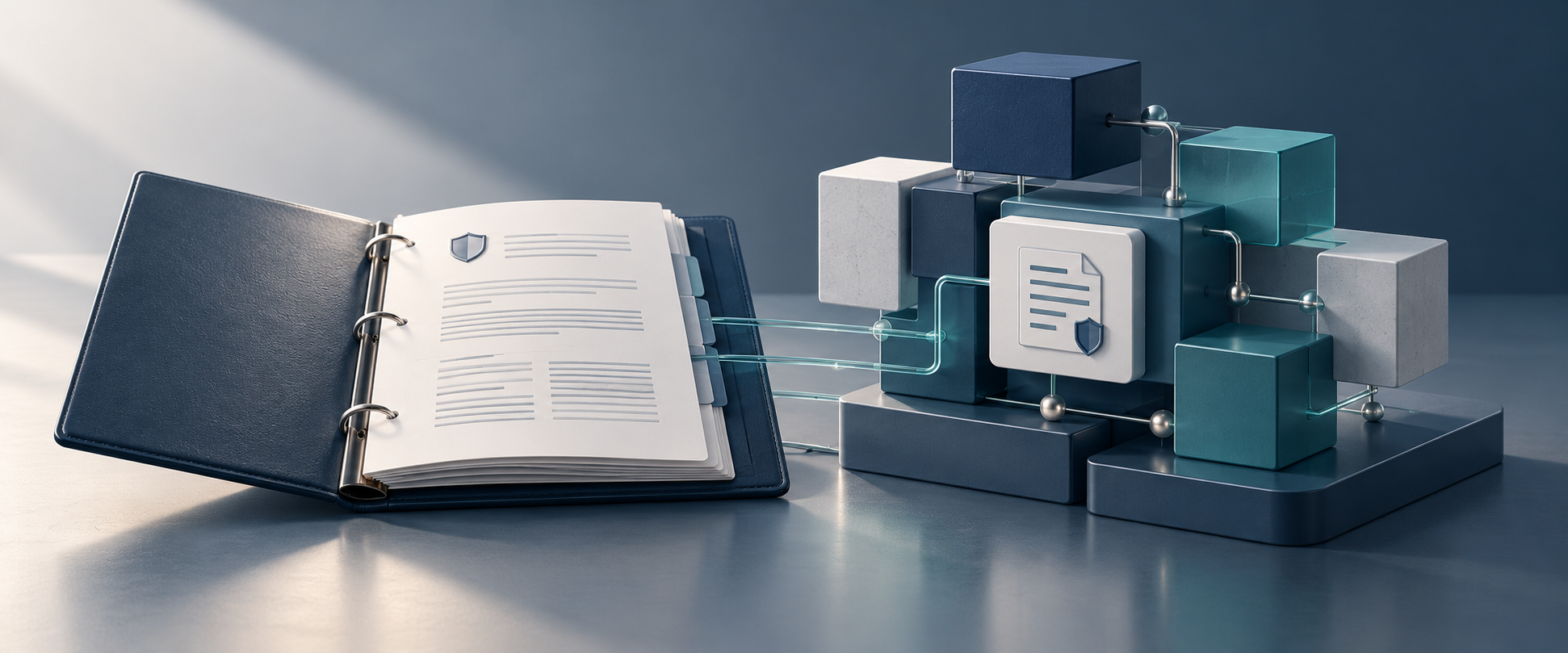 Conceptual illustration connecting claims policy with software functionality.